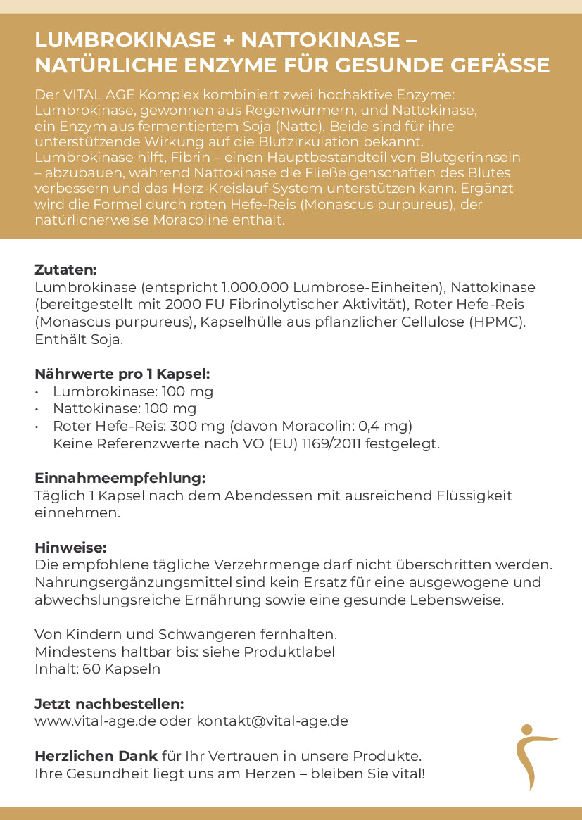 Lumbrokinase + Nattokinase | 60 Kapseln