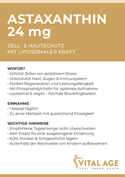 Astaxanthin 24 mg – Liposomal & Vegan | 90 Kapseln