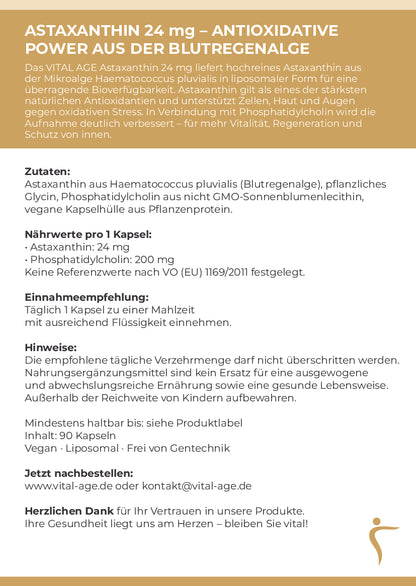 Astaxanthin 24 mg – Liposomal & Vegan | 90 Kapseln