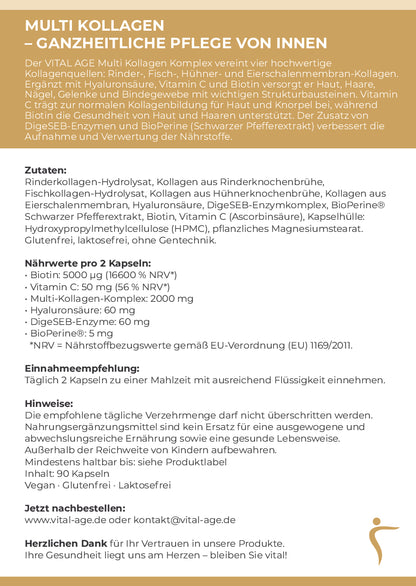 Multi Kollagen Komplex + Biotin | 90 Kapseln