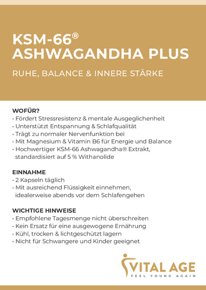 Ashwagandha plus | KSM-66® | 90 Kapseln