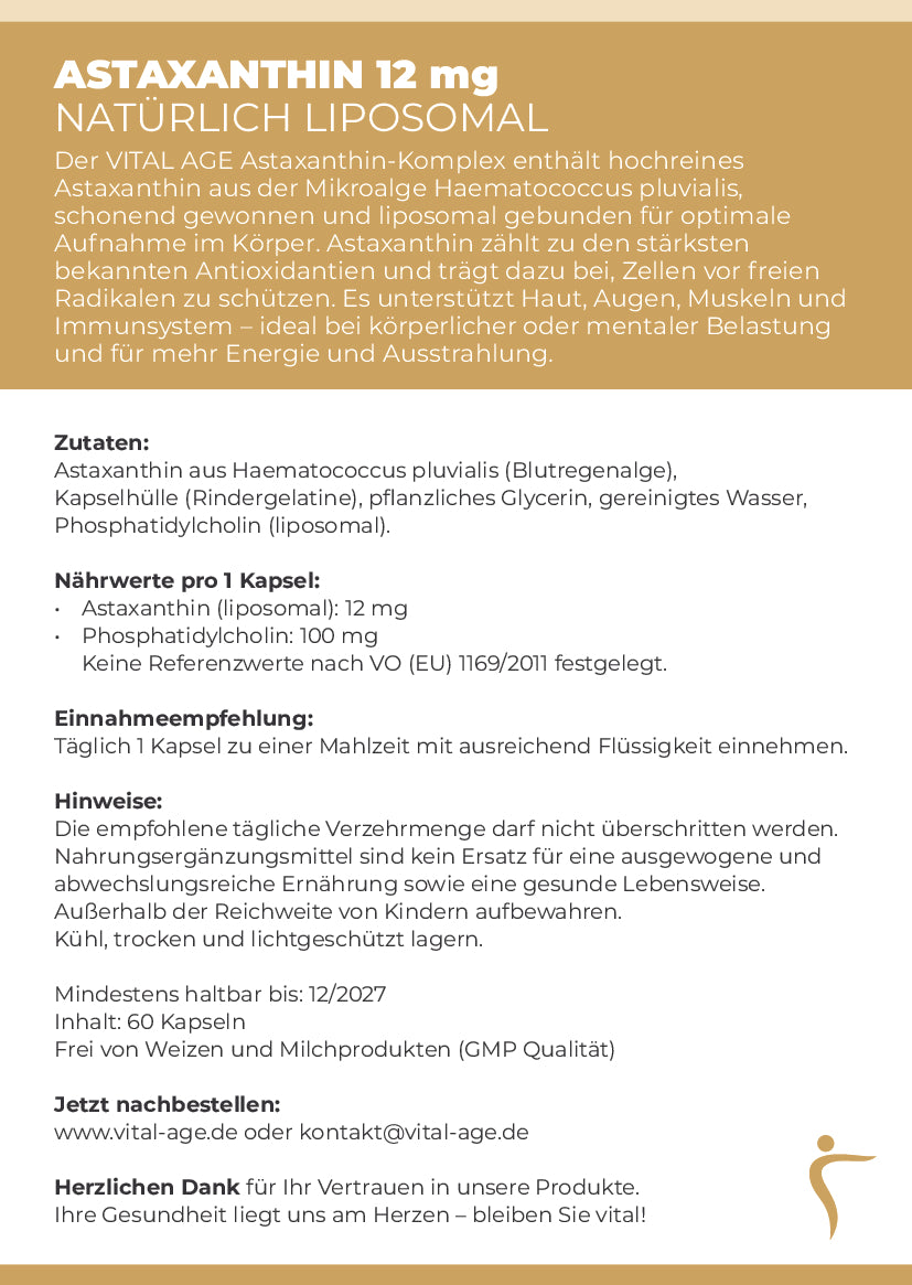 Astaxanthin 12 mg – Liposomal | 60 Kapseln