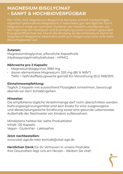 Magnesium Bisglycinat – 120 Kapseln